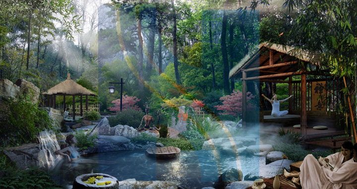 美的·森泉谷温泉度假中心禅林泉温泉规划效果图