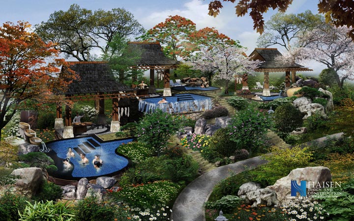 重庆万州长滩森林温泉度假区禅茶泉温泉规划效果图
